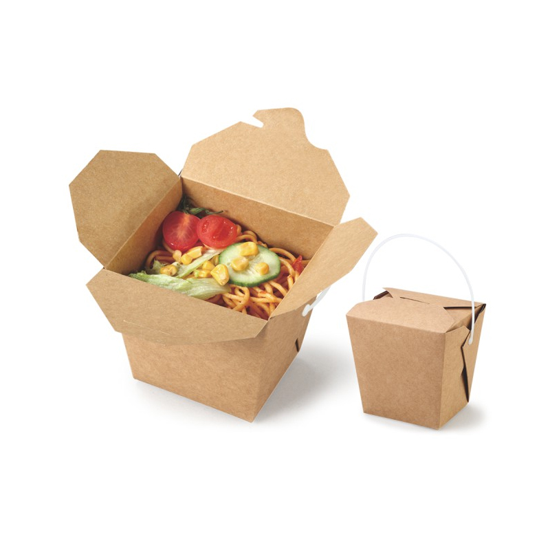 Kraft Square Food Box-pp Handle