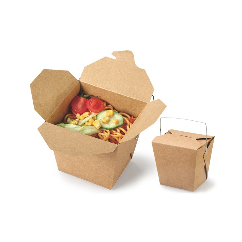 Kraft Square Food Box-Wire Handle