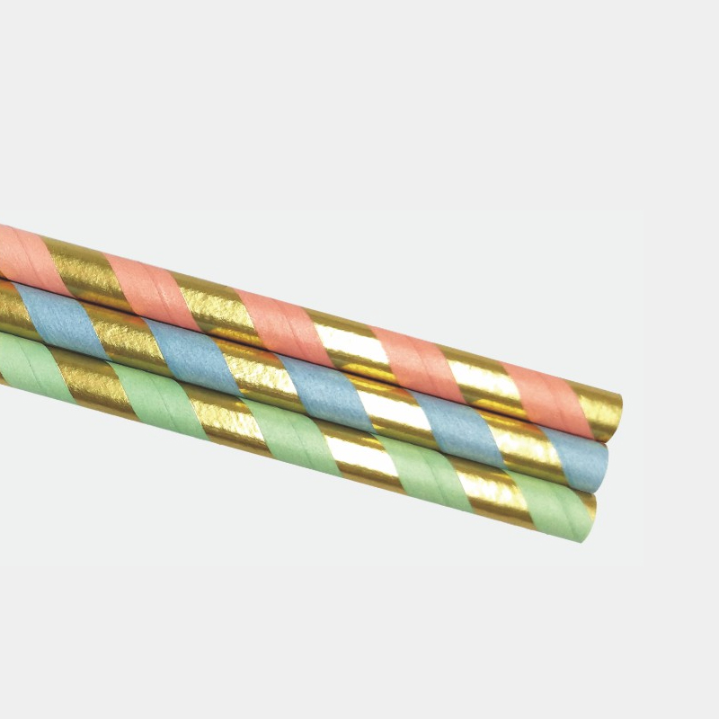 Metallic Stripe Colors Paper Straw